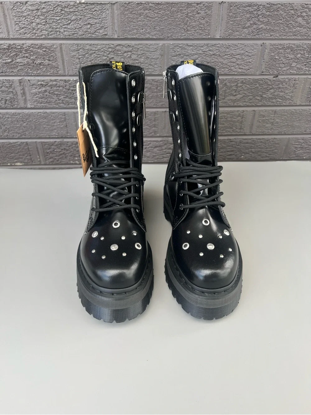 NWT Dr. Martens Jadon Hi Black Leather Platform Boots Sz Us 8M/9L - Picture 3 of 11